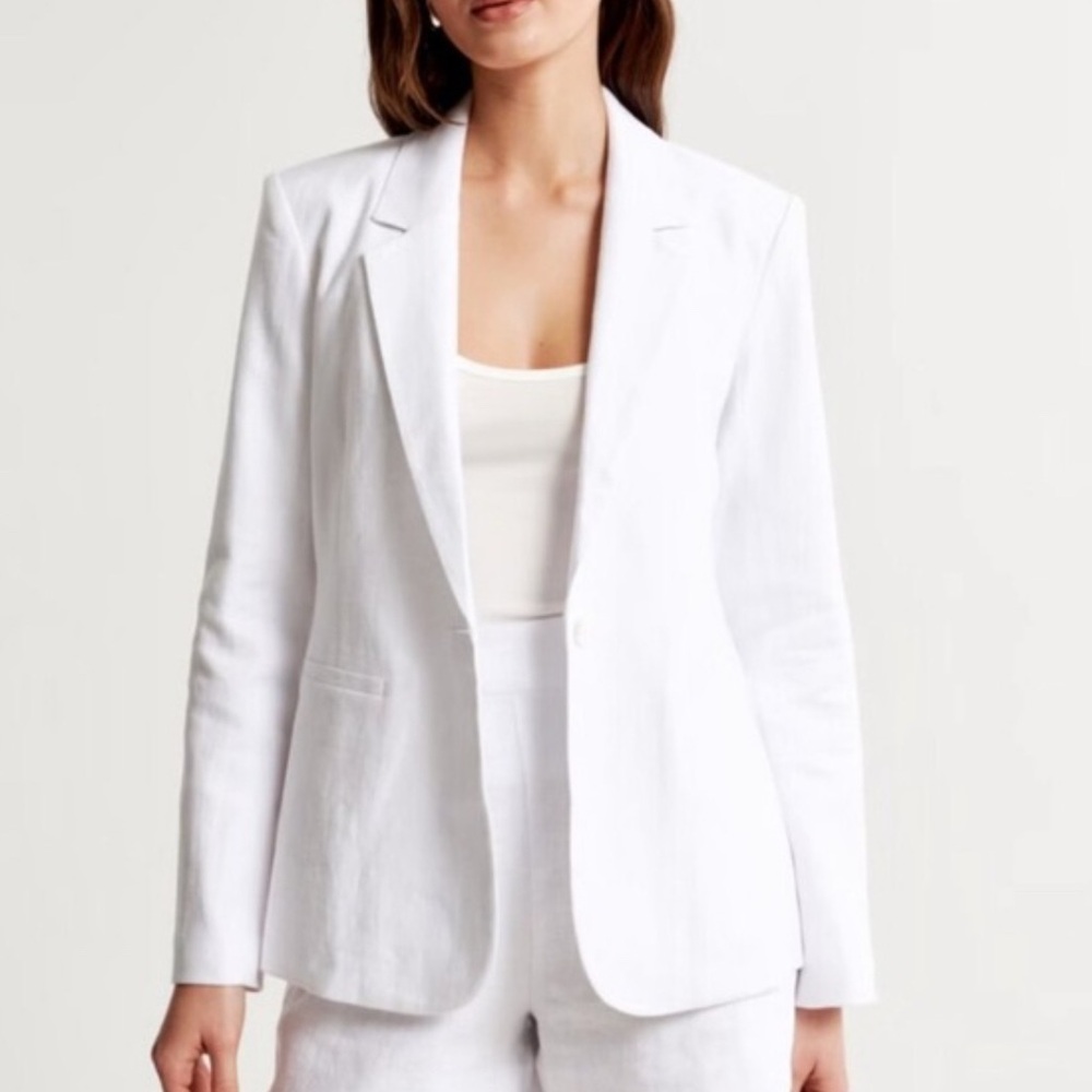 Abercrombie & Fitch White Linen Blazer Jacket